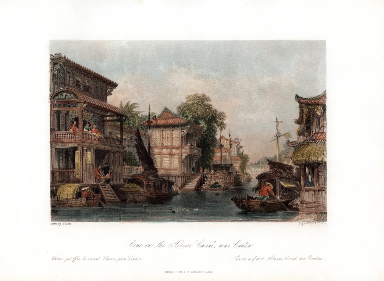 Szene am Honan-Kanal, nahe Kanton, China von James B. Allen
