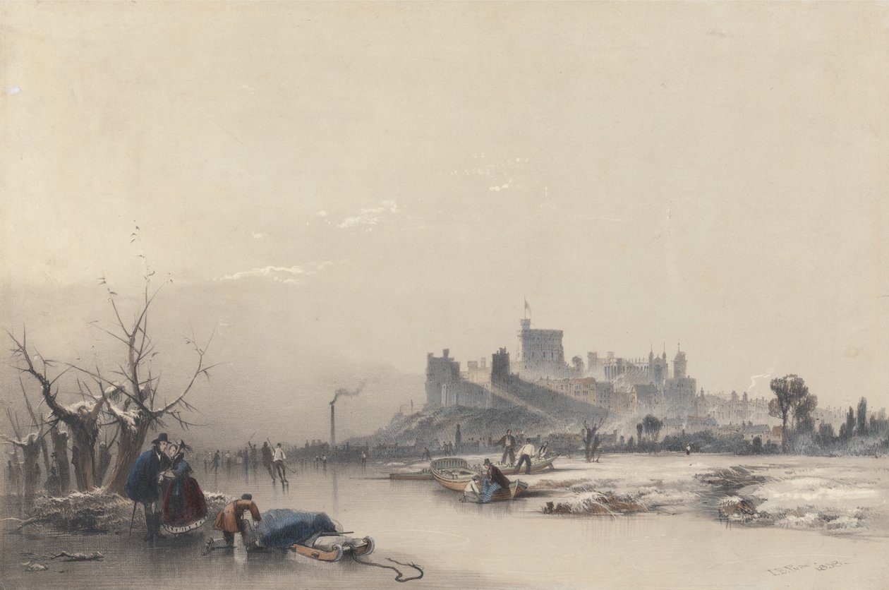 Windsor Castle vom zugefrorenen Fluss während des großen Frosts von James Baker Pyne