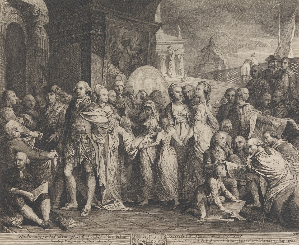 Die Königin oder häusliche Erziehung in Windsor (Entwürfe für die Wände des großen Raums der Gesellschaft zur Förderung der Künste) von James Barry