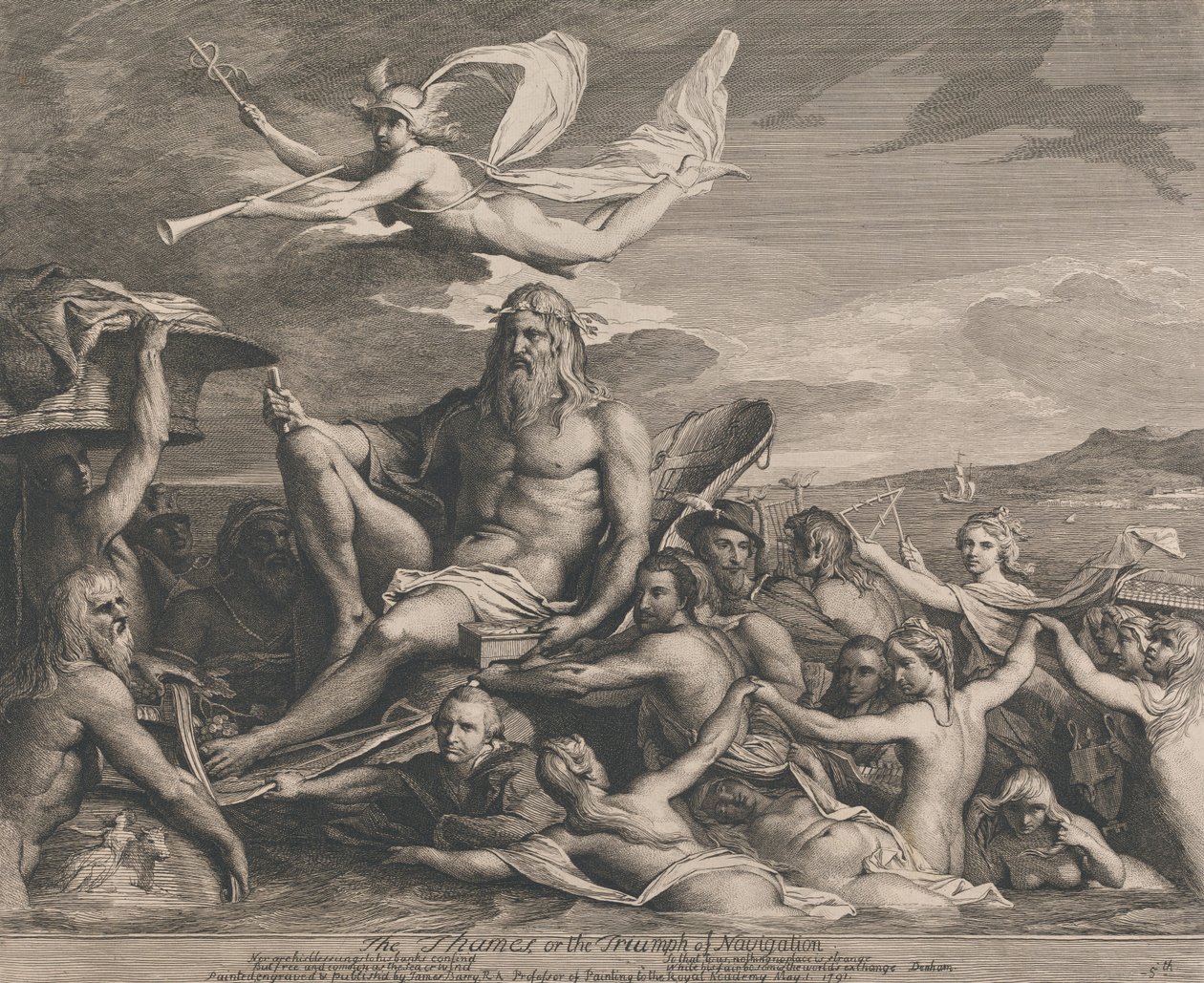 Die Themse oder der Triumph der Navigation (Entwürfe für den Großen Saal der Gesellschaft zur Förderung der Künste) von James Barry