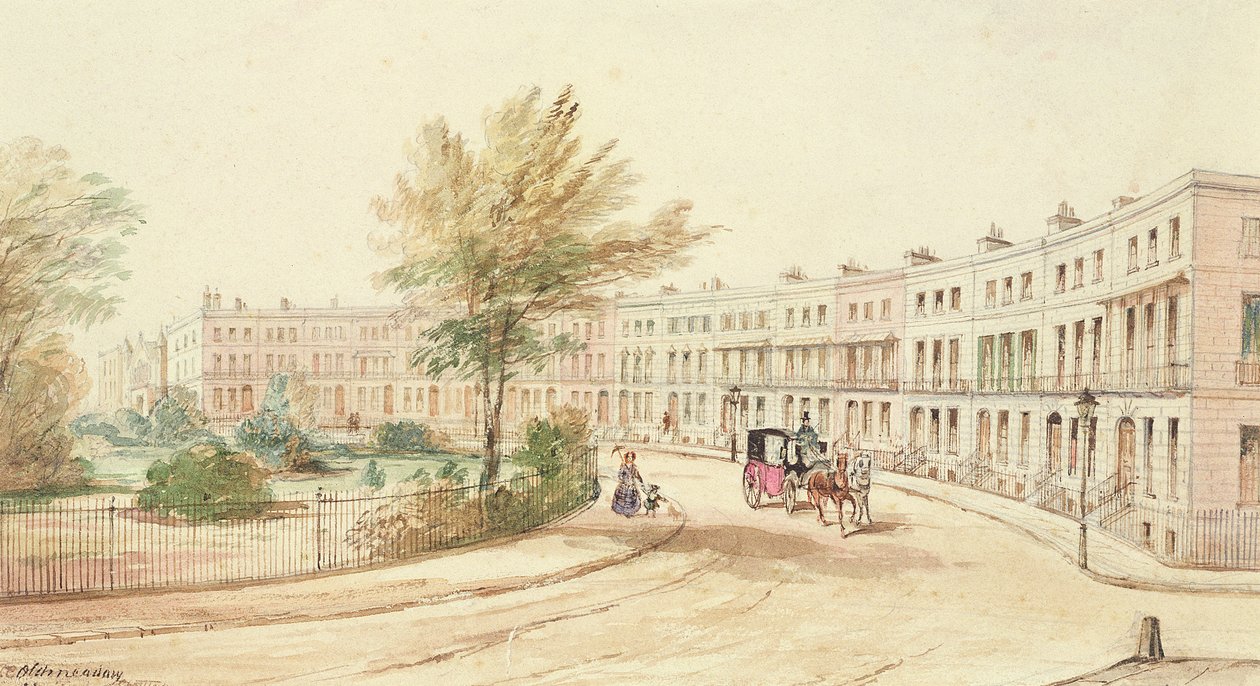 Royal Crescent, Cheltenham, um 1850 von James Charles Oldmeadow