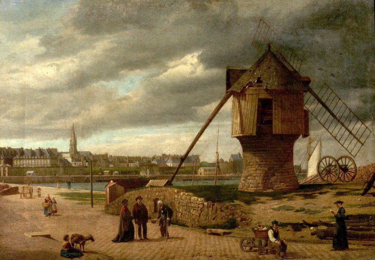 Landschaft mit einer Windmühle, St. Malo, Frankreich von James Collinson