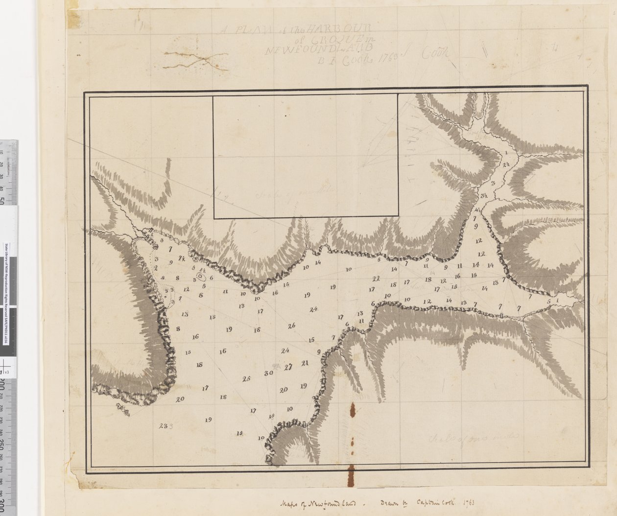 Ein Plan des Hafens von Croque in Neufundland von James Cook