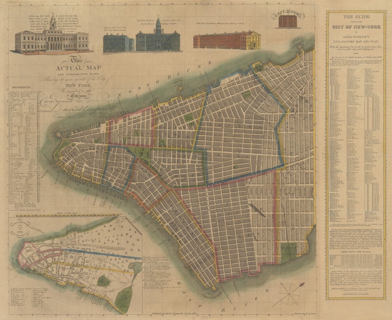 Die Stadt New York: Longworths erläuternde Karte und Plan, 1817 von James DeForest Stout