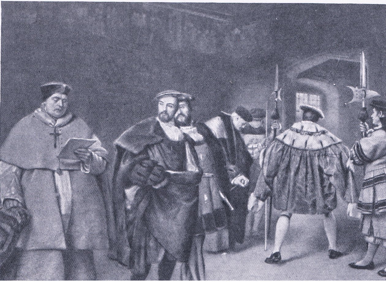 Entlassung von Kardinal Wolsey durch König Heinrich VIII, aus Cassells Geschichte des britischen Volkes, veröffentlicht von der Waverley Book Company, ca. 1950er Jahre von James Dromgole Linton