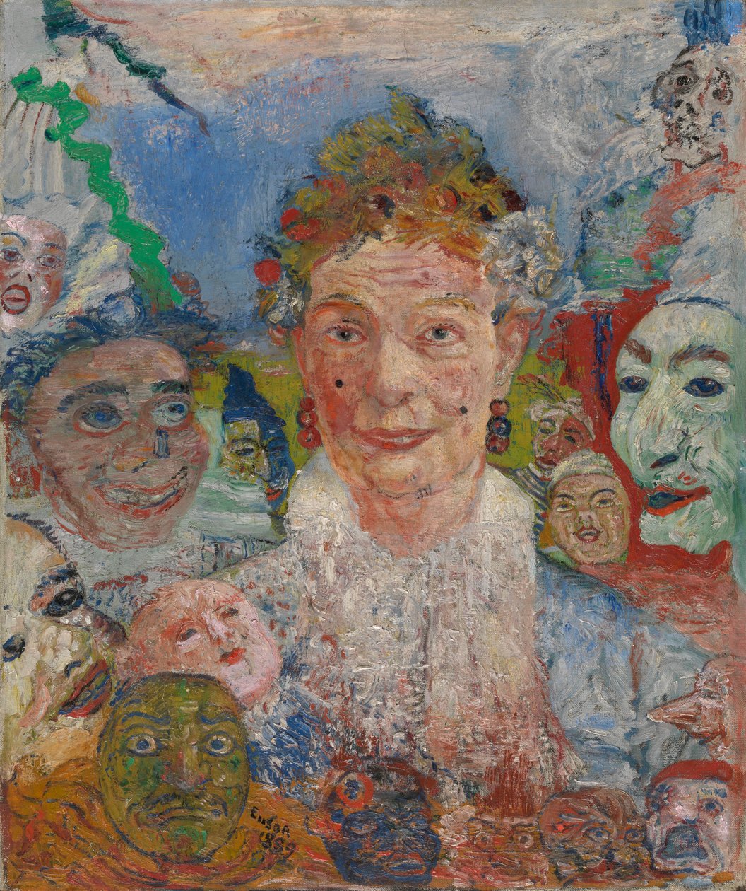 Alte Dame mit Masken von James Ensor