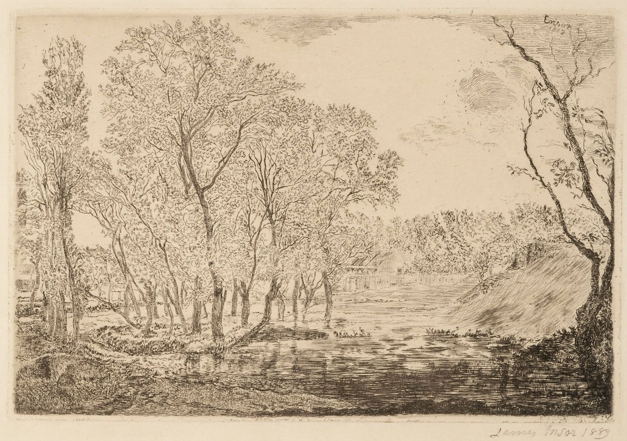Teich mit Pappeln von James Ensor