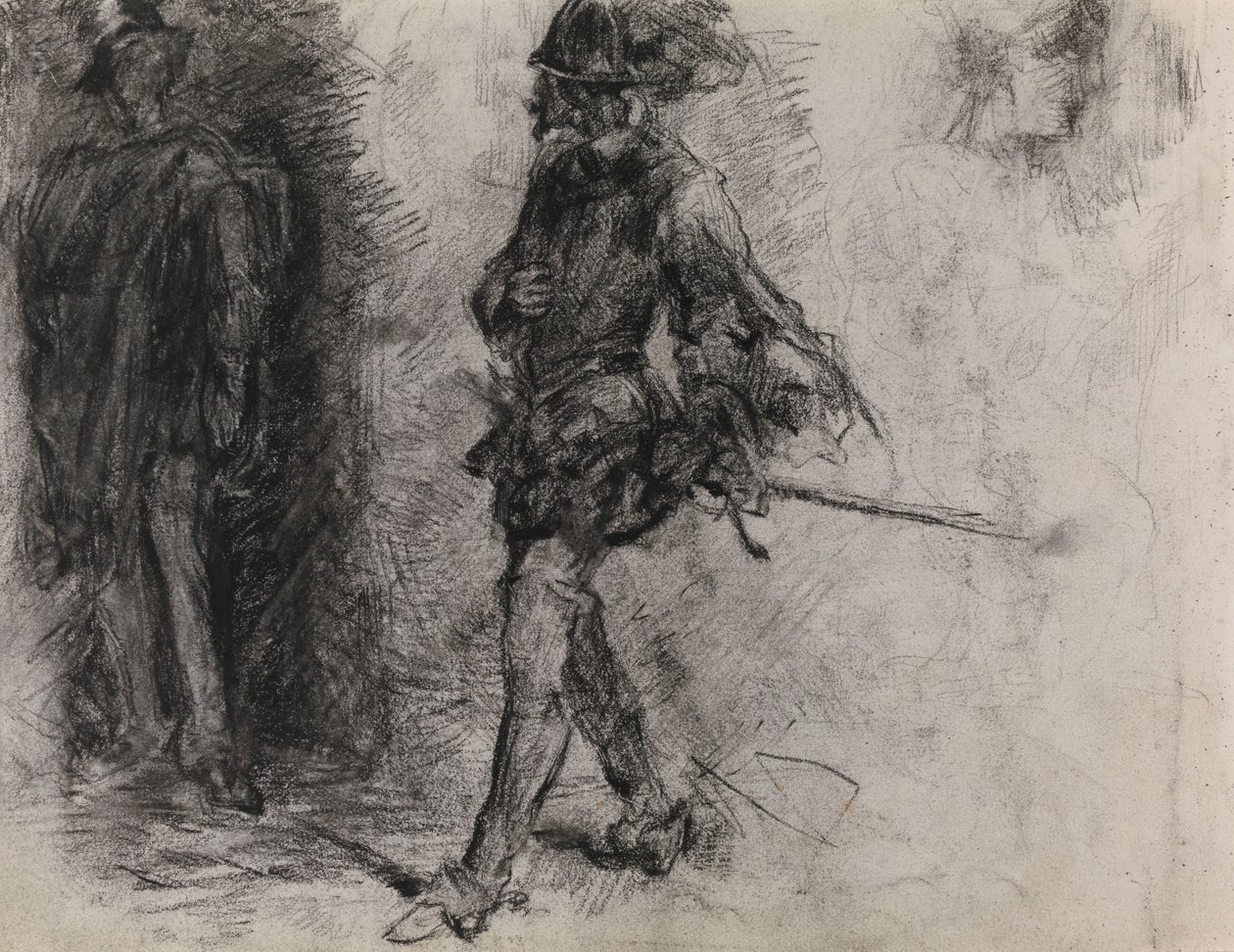 Spanier im Schatten stehend, ein anderer Mann und ein Kopf im Profil von James Ensor