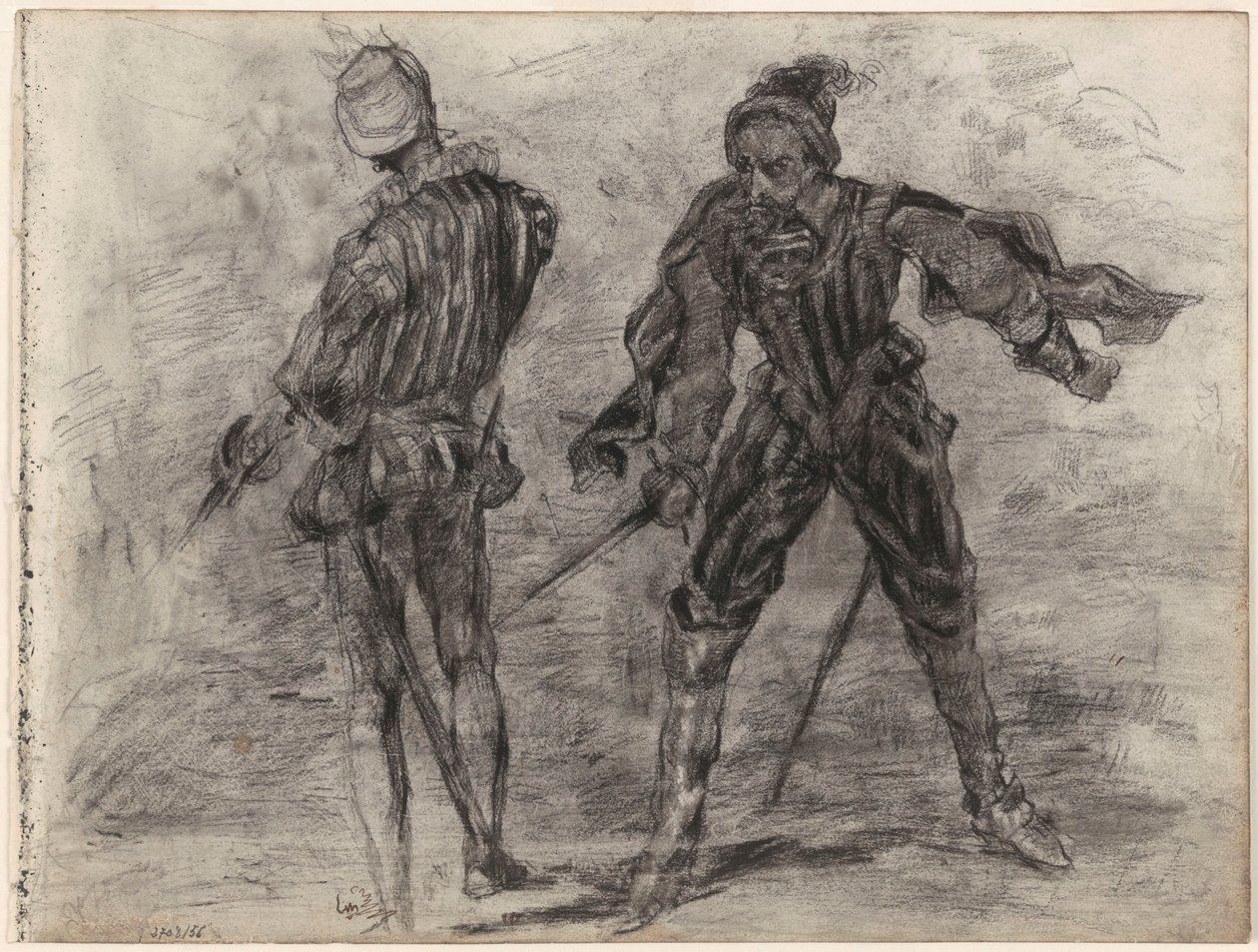 Zwei spanische Adlige mit Schwertern (Vorderansicht, Rückansicht) von James Ensor