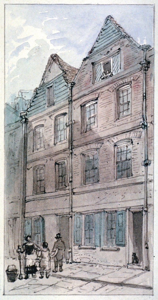 Häuser in Blackhorse Alley, Fleet Street, City of London, 1850 von James Findlay
