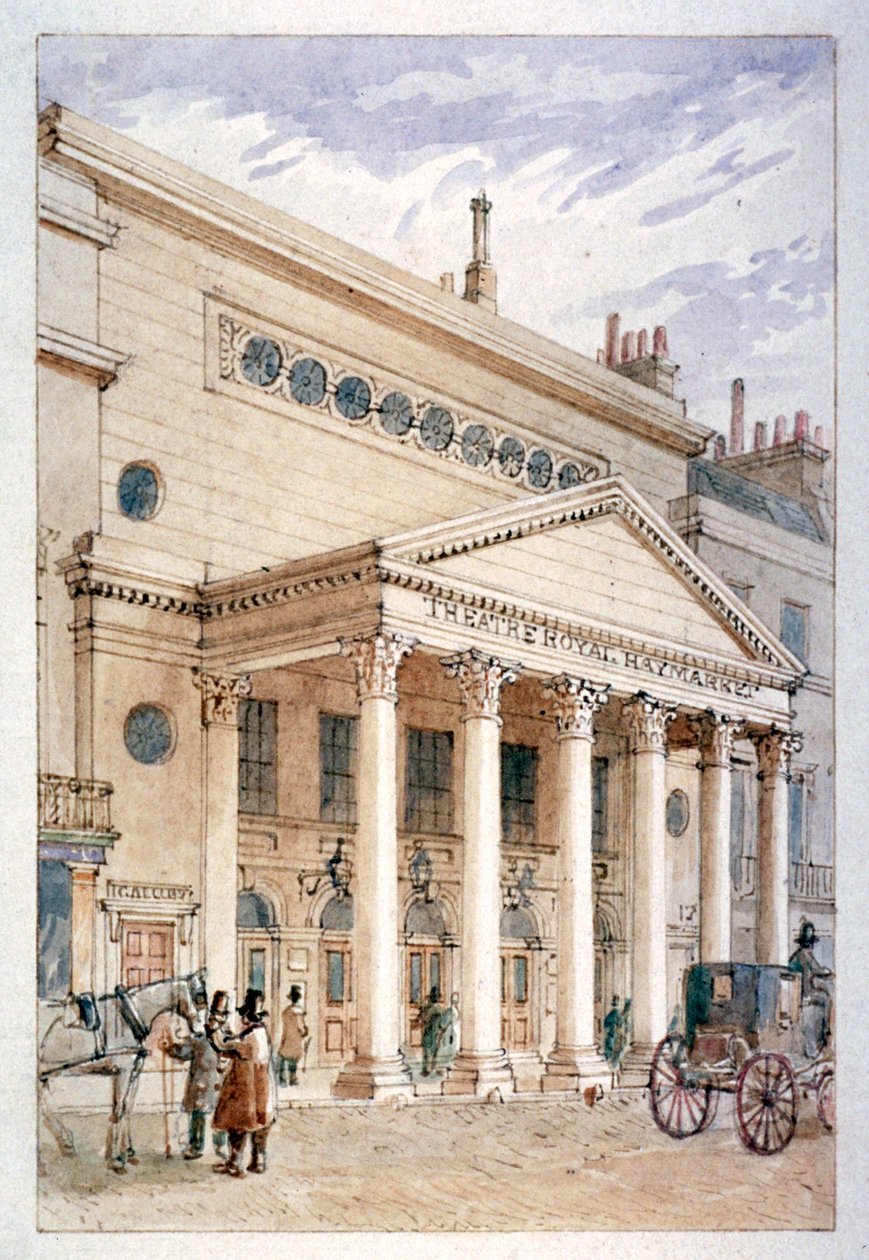 The Theatre Royal, Haymarket, Westminster, London, um 1840 von James Findlay