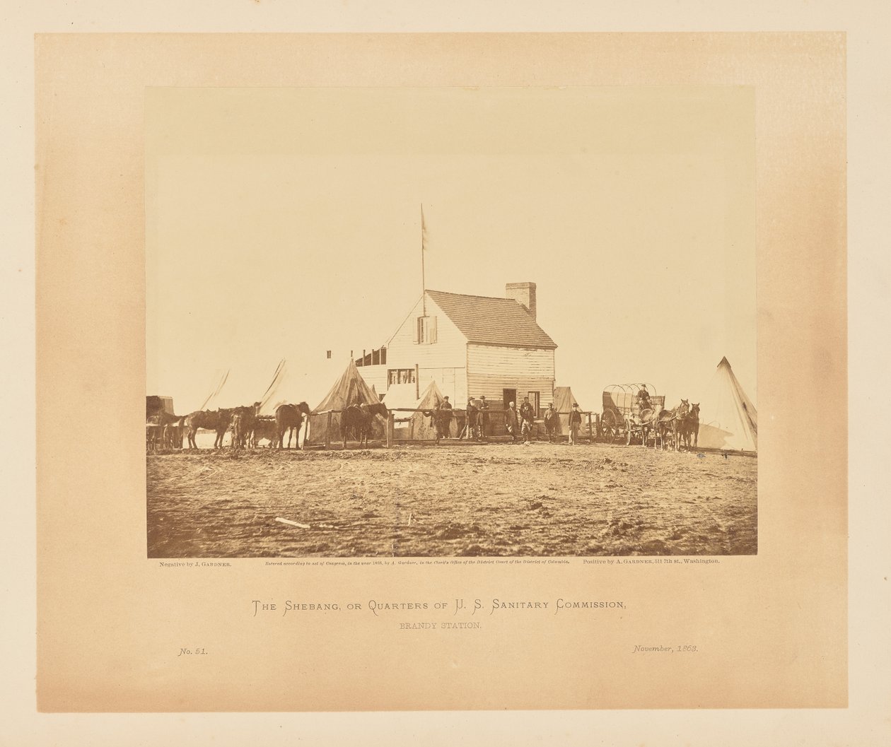 Das Shebang oder Quartiere der U. S. Sanitary Commission, Brandy Station von James Gardner