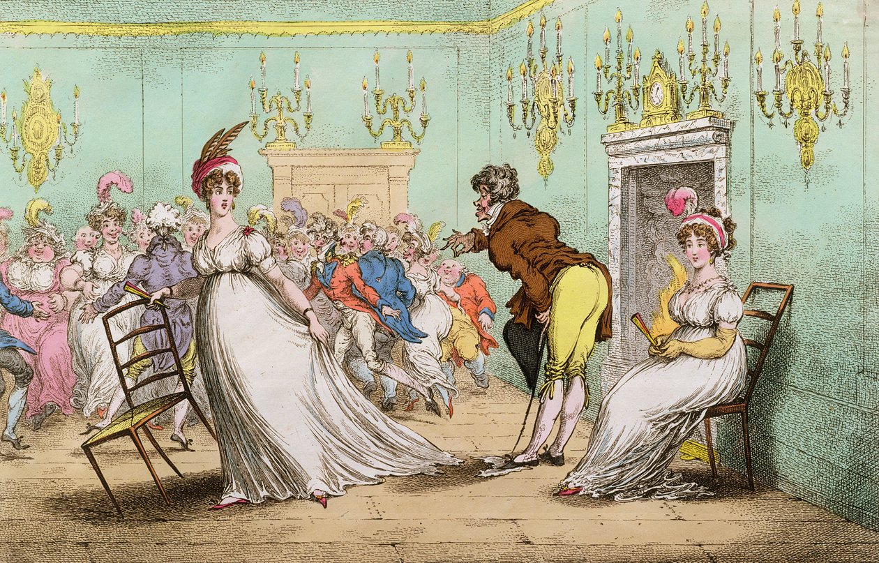 Ein deutlicher Hinweis, nicht tanzen zu wollen, veröffentlicht von Hannah Humphrey, 1804 von James Gillray