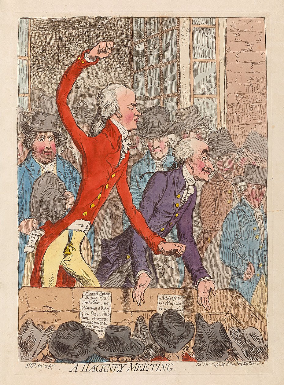 Ein Hackney-Treffen, veröffentlicht 1796 von James Gillray