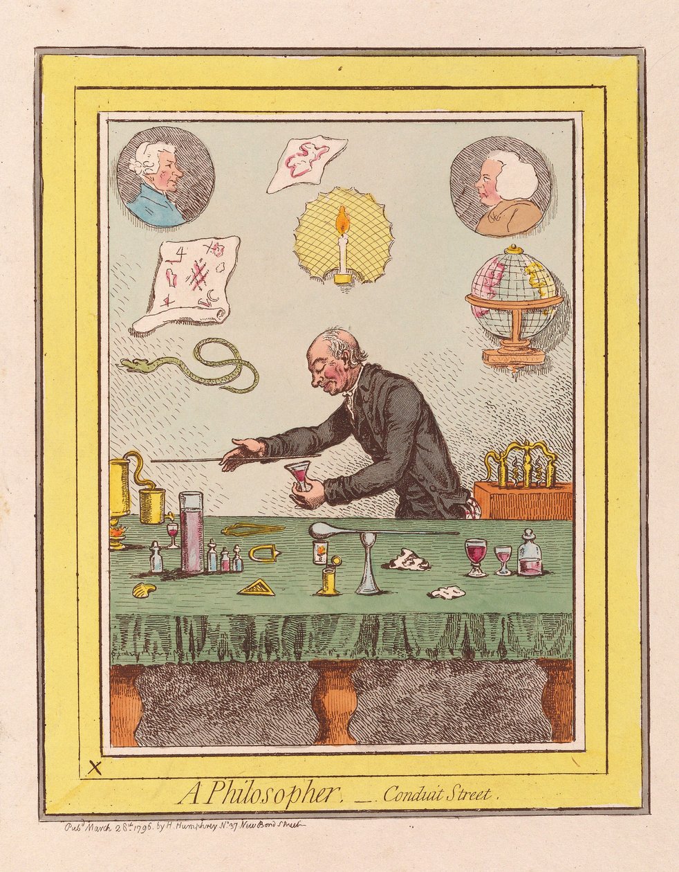 Ein Philosoph: Conduit Street, veröffentlicht 1796 von James Gillray