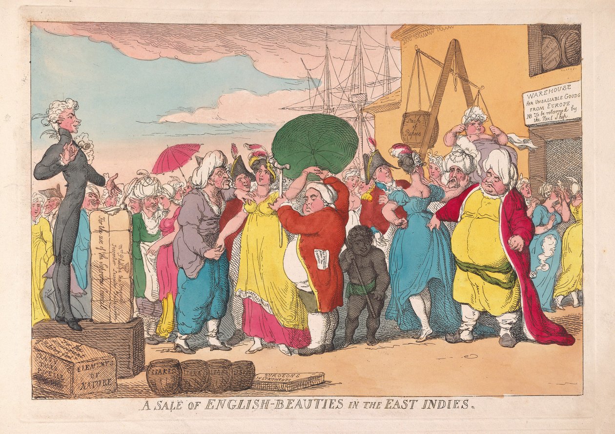 Ein Verkauf englischer Schönheiten in Ostindien, veröffentlicht 1786 von James Gillray