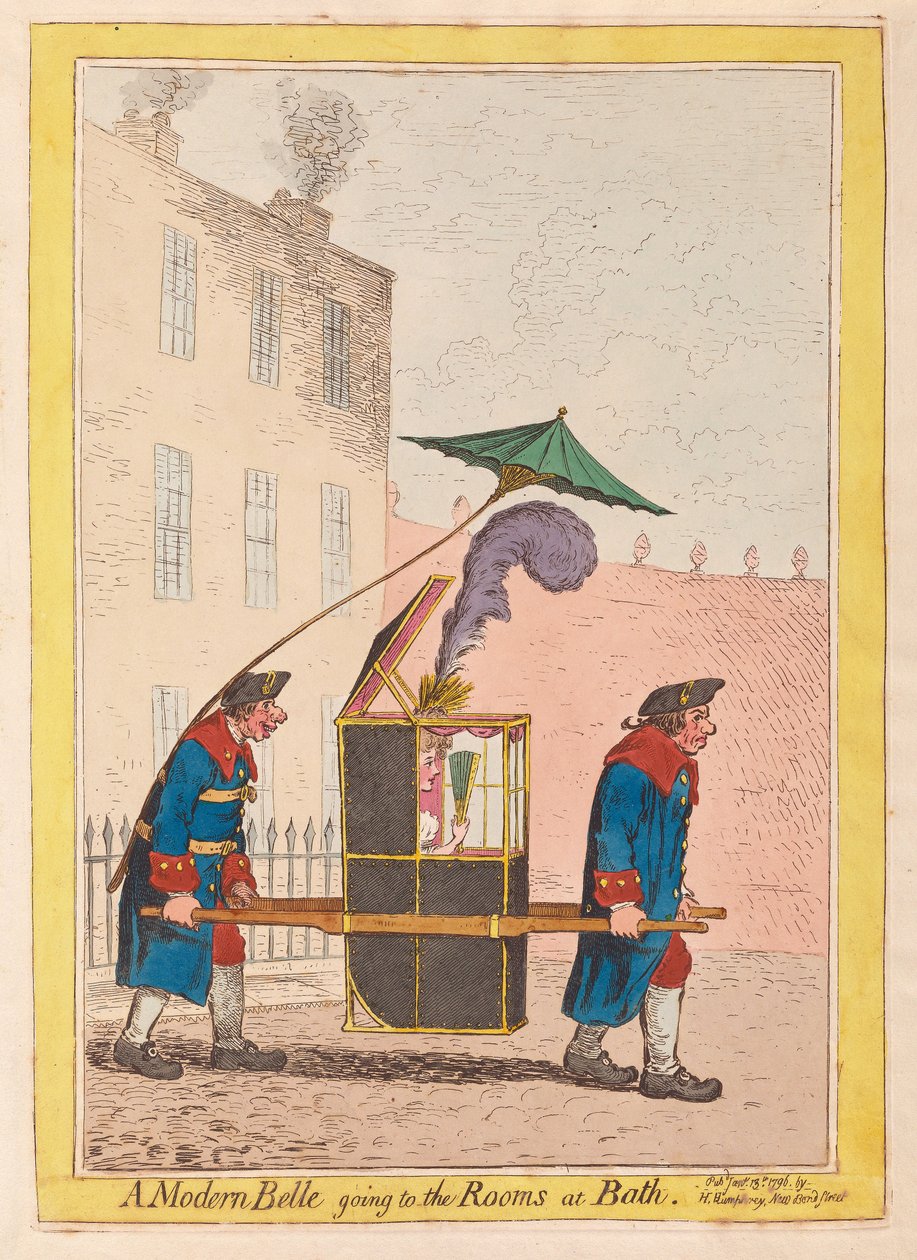 Eine moderne Schönheit auf dem Weg zu den Bädern in Bath von James Gillray
