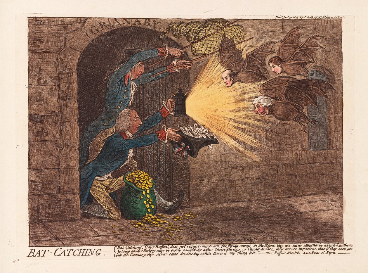 Fledermausfangen, veröffentlicht 1803 von James Gillray