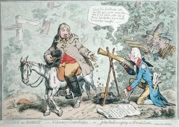 Betteln ist kein Raub: d.h. Freiwilliger Beitrag, oder John Bull entkommt einem Zwangsdarlehen von James Gillray