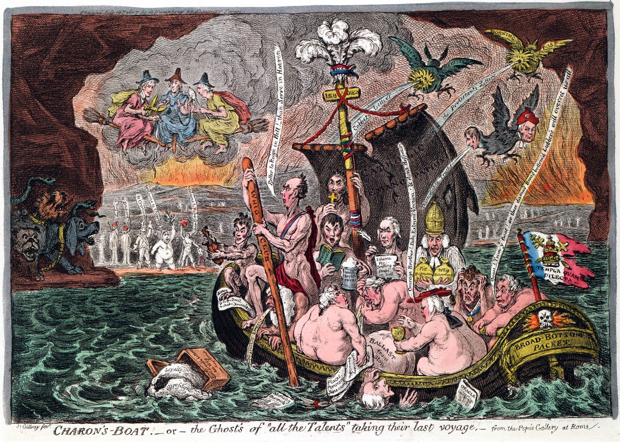 Charons Boot oder die Geister aller Talente auf ihrer letzten Reise von James Gillray