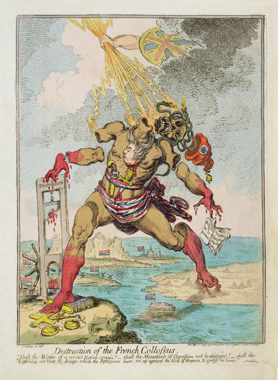 Zerstörung des französischen Kolosses, veröffentlicht von Hannah Humphrey von James Gillray