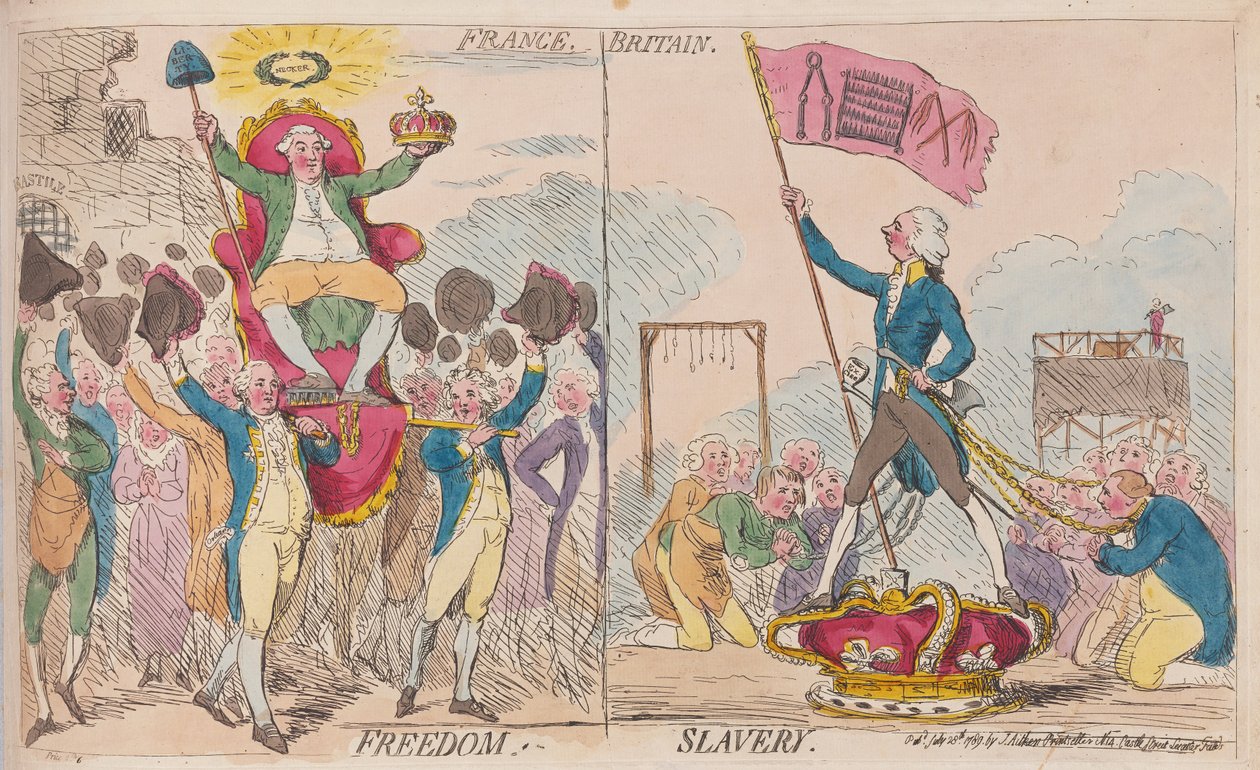 Frankreich Freiheit, Großbritannien Sklaverei, veröffentlicht 1789 von James Gillray