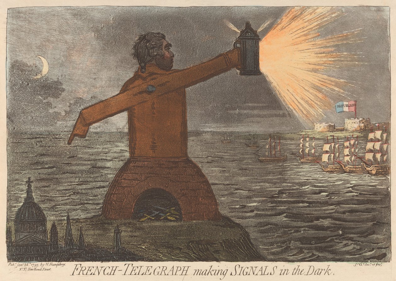 Französisch - Telegraph macht Signale im Dunkeln von James Gillray