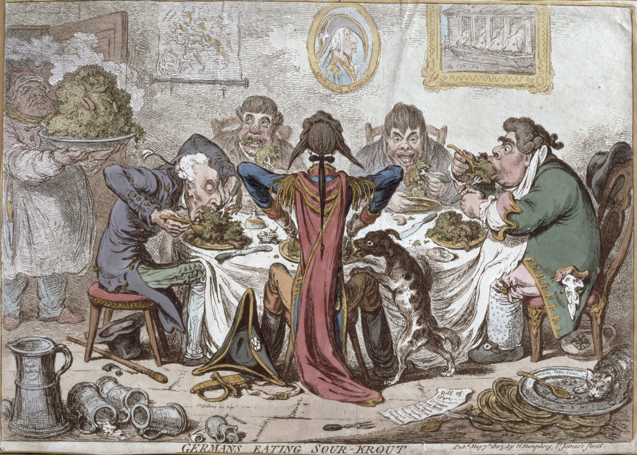 "Deutsche essen Sauerkraut", veröffentlicht von Hannah Humphrey von James Gillray