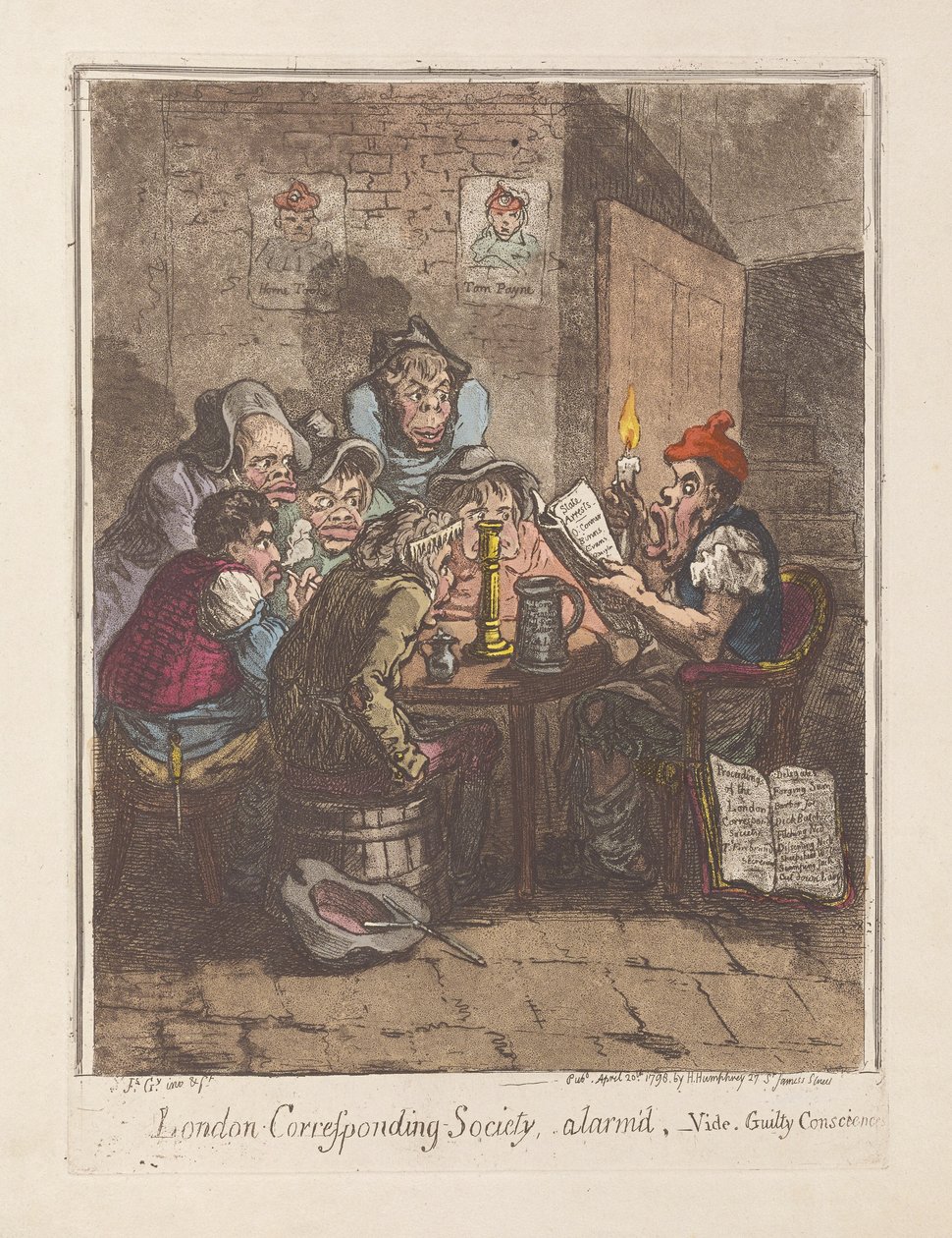 London Corresponding Society, alarmiert, siehe Schuldige Gewissen, veröffentlicht 1796 von James Gillray