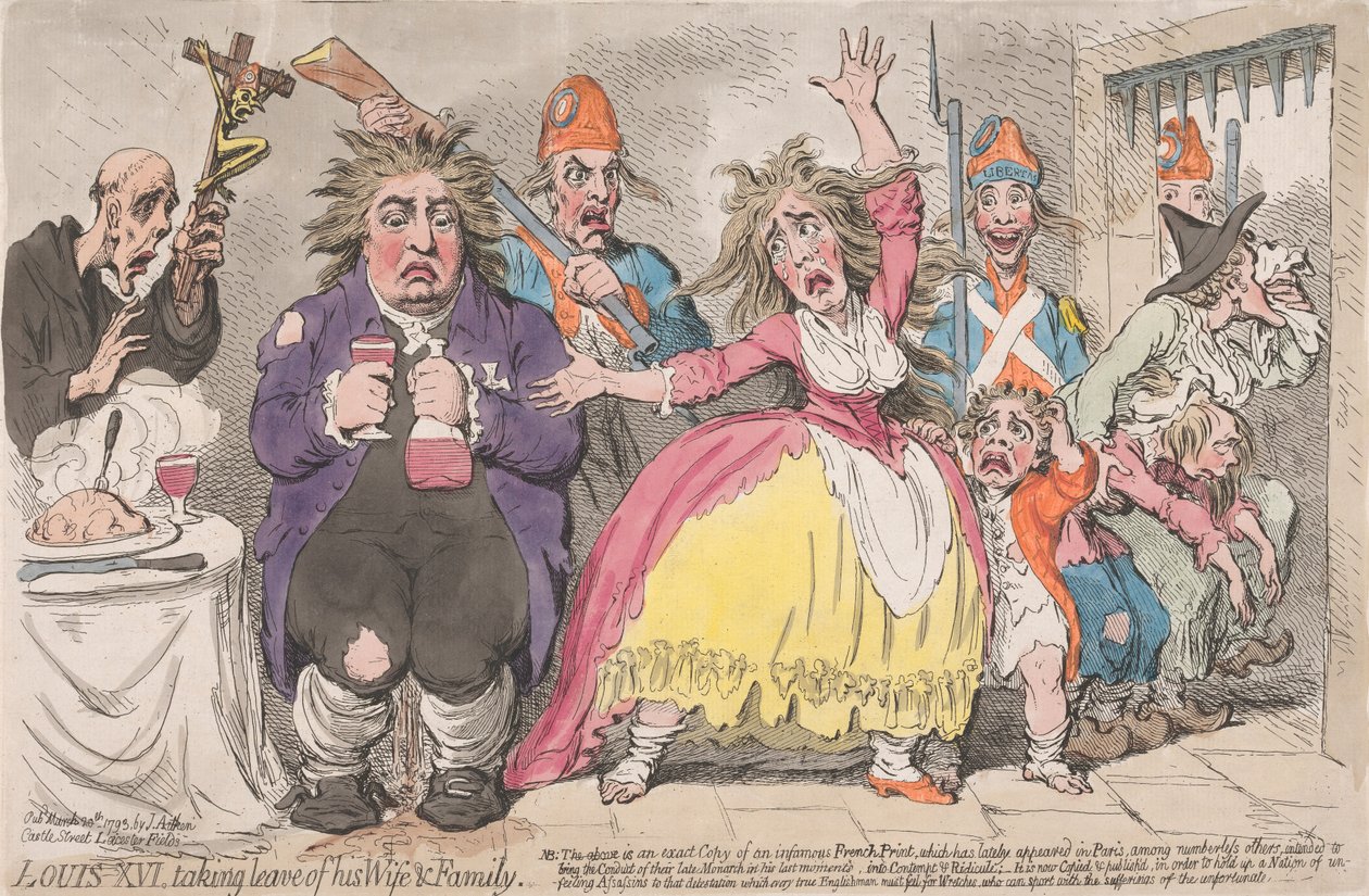 Ludwig XVI. verabschiedet sich von seiner Frau und Familie von James Gillray