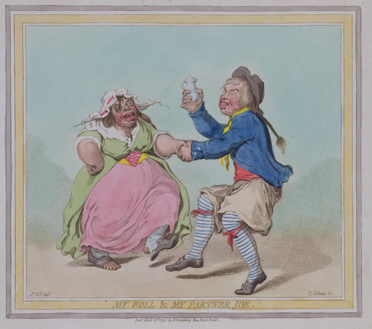 Mein Poll und mein Partner Joe, graviert von T. Adams, veröffentlicht von Hannah Humphrey, 1796 von James Gillray
