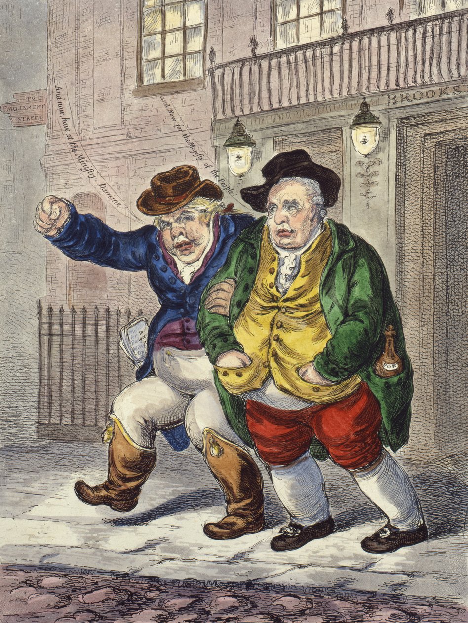 Säulen der Verfassung: Drei Uhr und ein bewölkter Morgen, 1809 von James Gillray