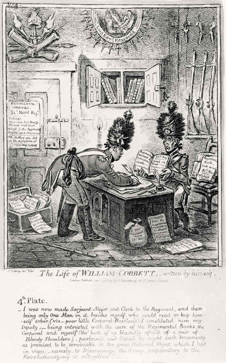 Tafel 4, aus Das Leben von William Cobbett, geschrieben von ihm selbst, veröffentlicht von H. Humphrey, 1809 von James Gillray