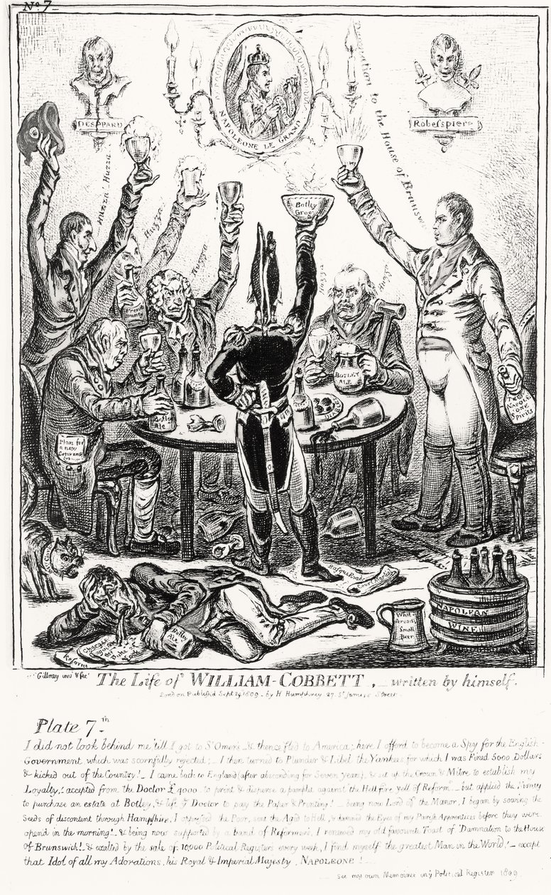 Tafel 7, aus Das Leben von William Cobbett, geschrieben von ihm selbst, veröffentlicht von H. Humphrey, 1809 von James Gillray