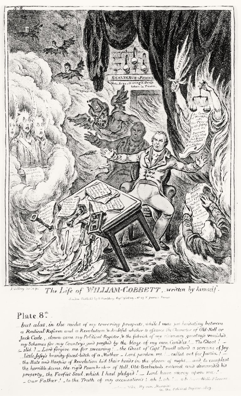 Tafel 8, aus Das Leben von William Cobbett, geschrieben von ihm selbst, veröffentlicht von H. Humphrey, 1809 von James Gillray
