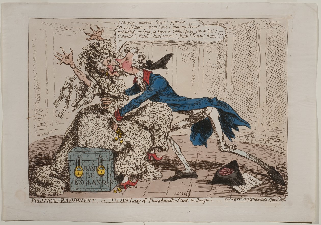 Politische Vergewaltigung, oder Die alte Dame von Threadneedle Street in Gefahr!, veröffentlicht von Hannah Humphrey, 1797 von James Gillray