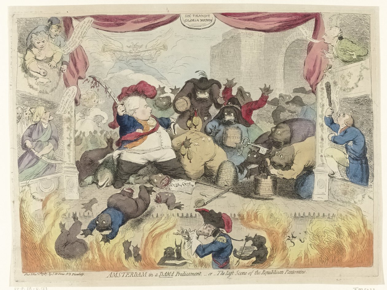 Karikatur über die Panik unter den Patrioten nach der Wiederherstellung von Statthalter Wilhelm V., 1787 von James Gillray