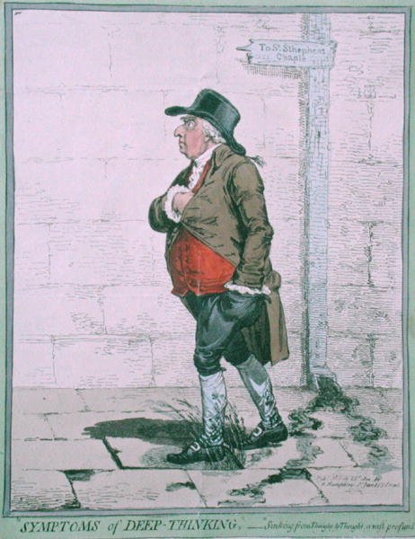 Symptome tiefen Nachdenkens, veröffentlicht von Hannah Humphrey im Jahr 1800 von James Gillray