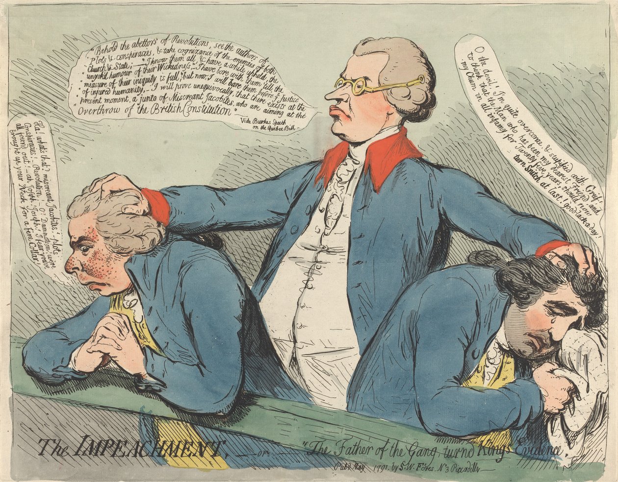 Das Impeachment, - oder - "Der Vater der Bande, der zum Kronzeugen wurde" von James Gillray