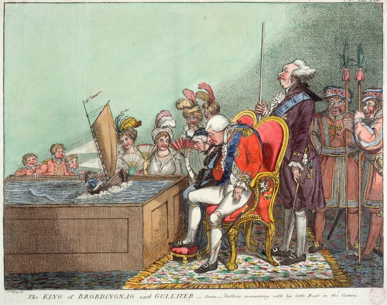Der König von Brobdingnag und Gulliver, nach 1804 (Gravur) von James Gillray
