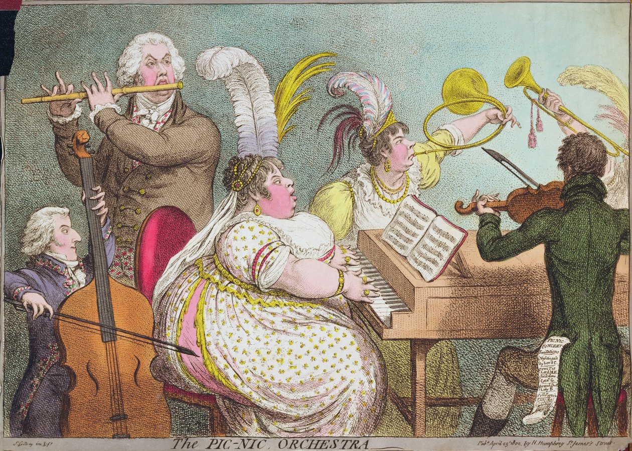 Das Picknick-Orchester, veröffentlicht von Hannah Humphrey, 1802 von James Gillray