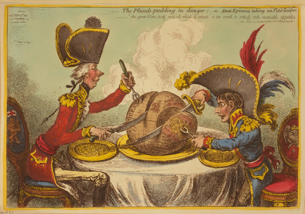 Der Pflaumenpudding in Gefahr oder Staatsfeinschmecker nehmen ein kleines Abendessen von James Gillray