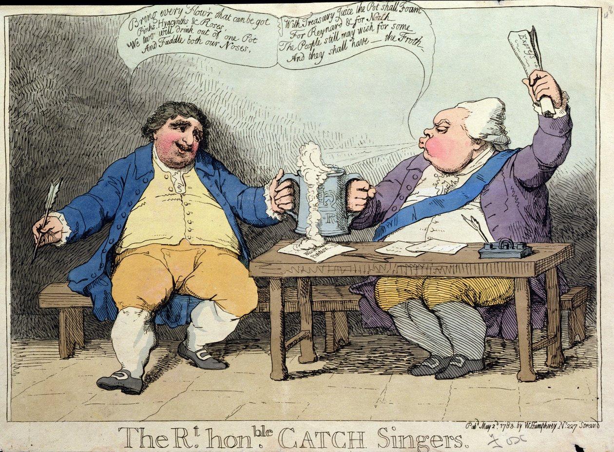 Die ehrenwerten Catch-Sänger, veröffentlicht von William Humphrey im Jahr 1783 von James Gillray
