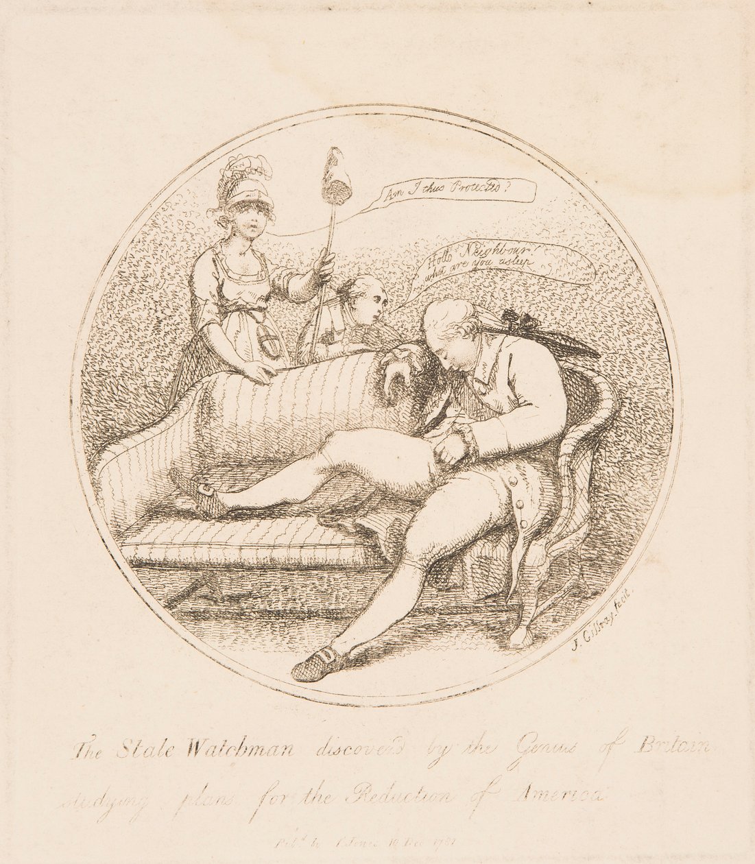 Der Staatswächter entdeckt vom Genius Britanniens von James Gillray