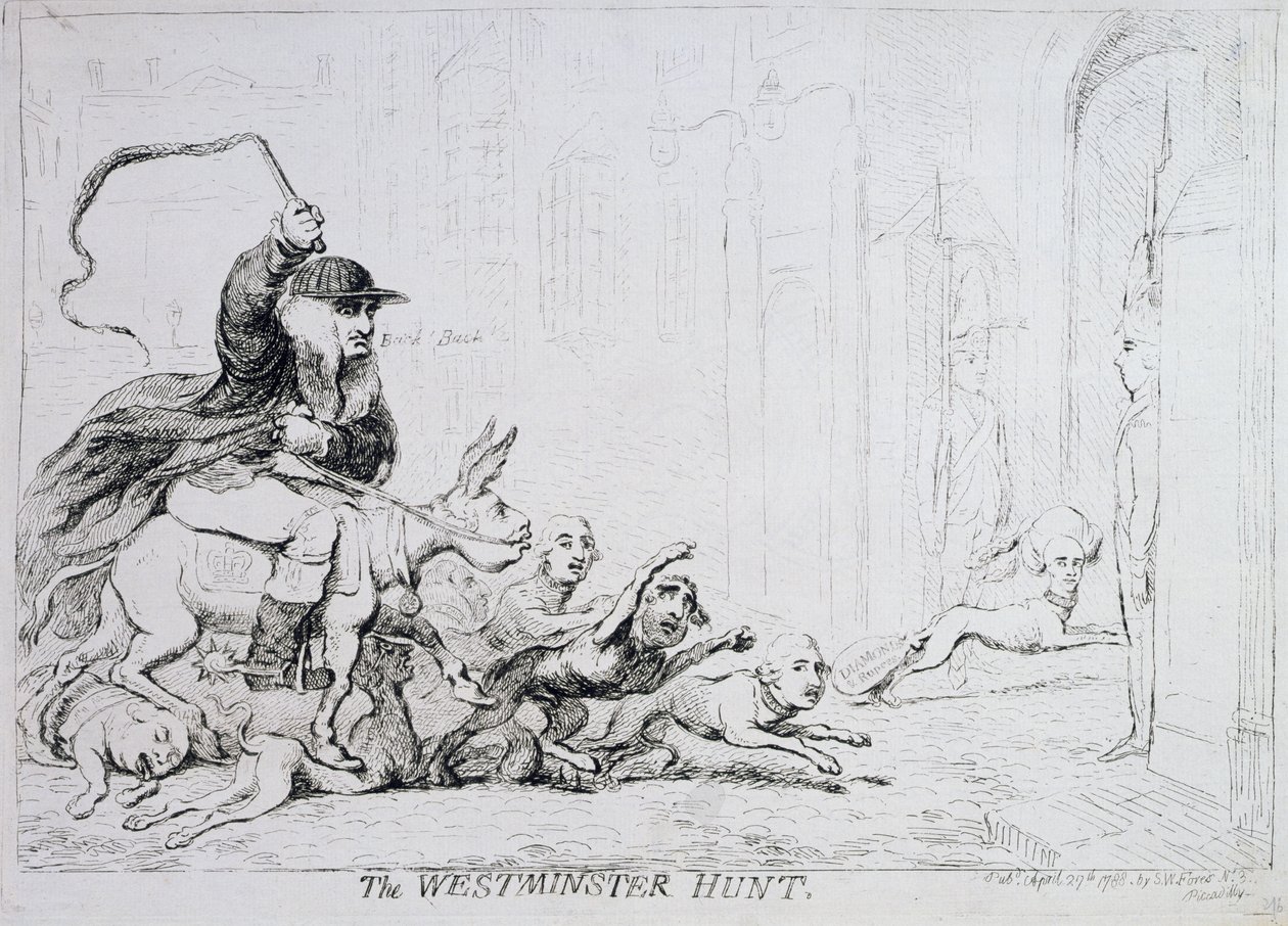 Die Westminster Jagd, veröffentlicht im Jahr 1788 von James Gillray