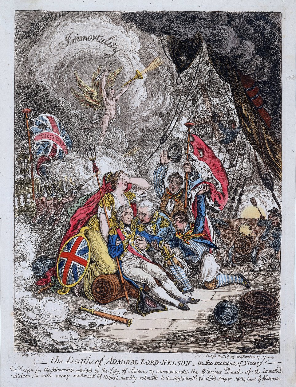 Der Tod von Admiral Horatio Nelson (1758-1805) im Moment des Sieges von James Gillray