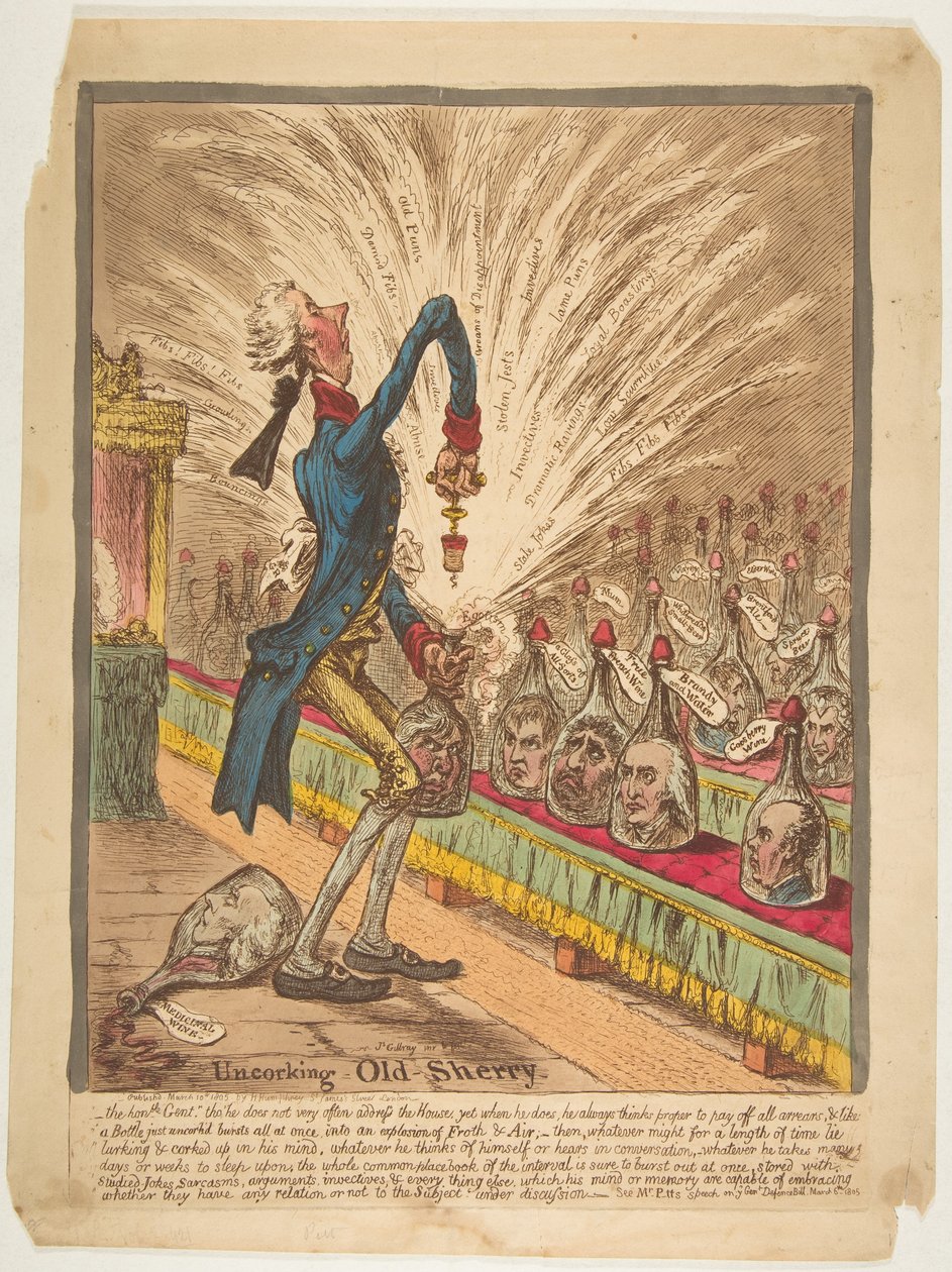 Entkorken von altem Sherry, 10. März 1805 von James Gillray