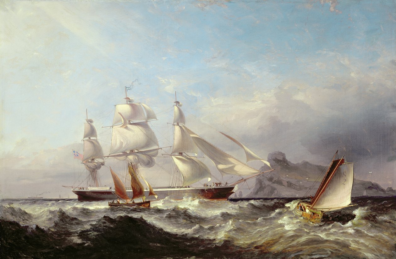 Ein Klipperschiff vor dem Mumbles-Leuchtturm, Swansea von James Harris of Swansea
