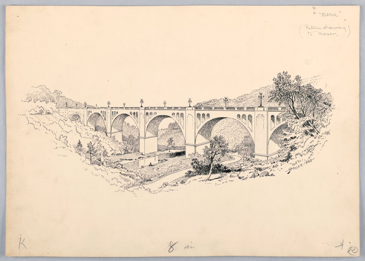 Eine Brücke, Entwurf für Washington Board of Trade Dinner, 13. Mai 1908 von James Henry Moser