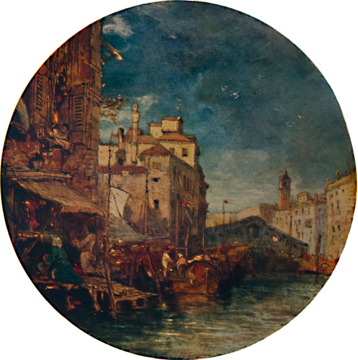 Ansicht des Canal Grande, Venedig, mit der Rialto-Brücke in der Ferne, ca. 1850 von James Holland
